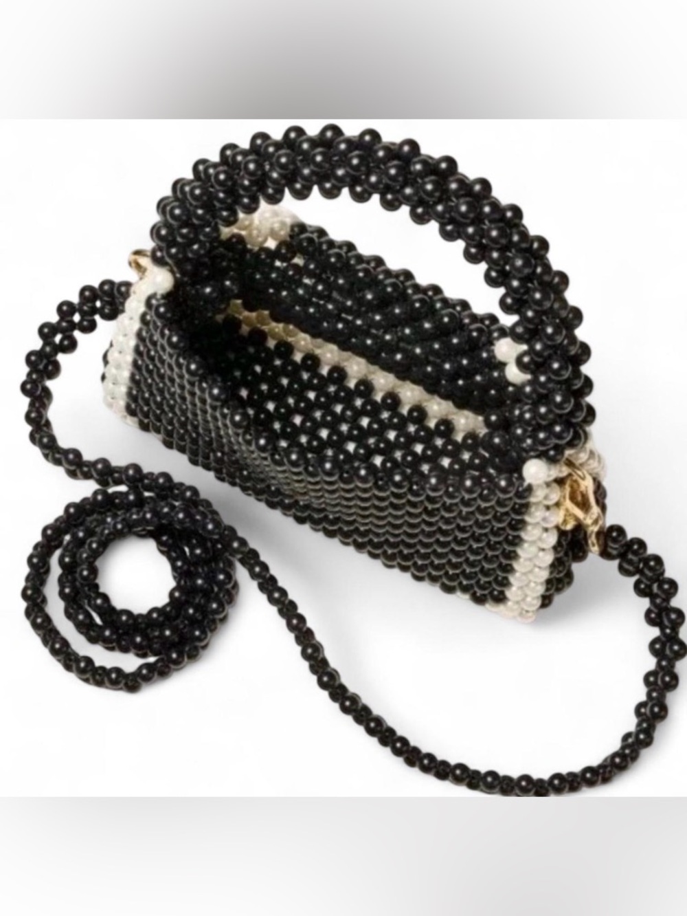 kate spade Black and White Beaded Mini Top Handle Bag - Picture 3 of 4